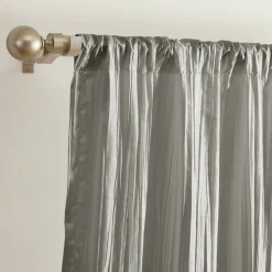 Threadmade Athena Faux Silk Window Curtain and Scarf Set, Red - 52