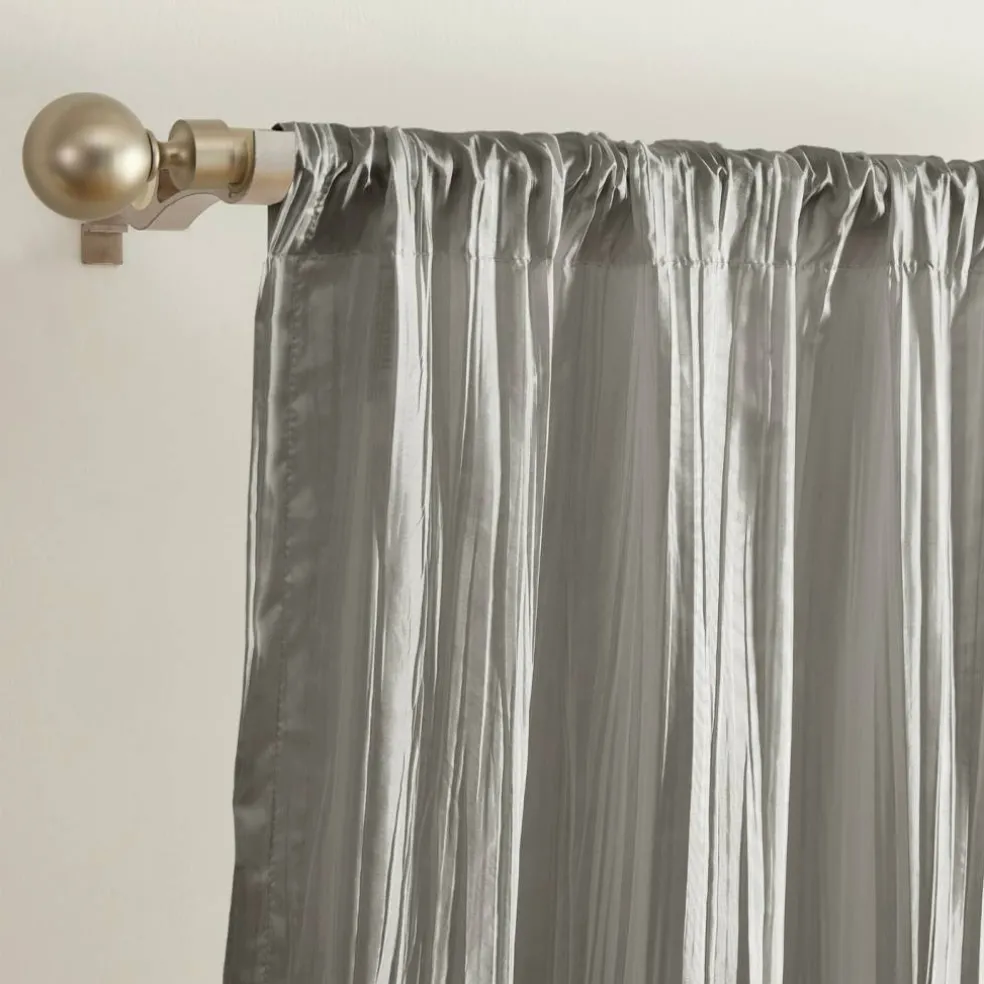 Threadmade Athena Faux Silk Window Curtain and Scarf Set, Red - 52"W x 108"L