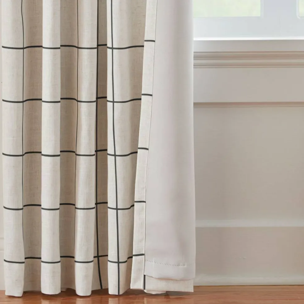 Threadmade Brighton Grommet Window Curtain Panel, Black - 52"W x 84"L