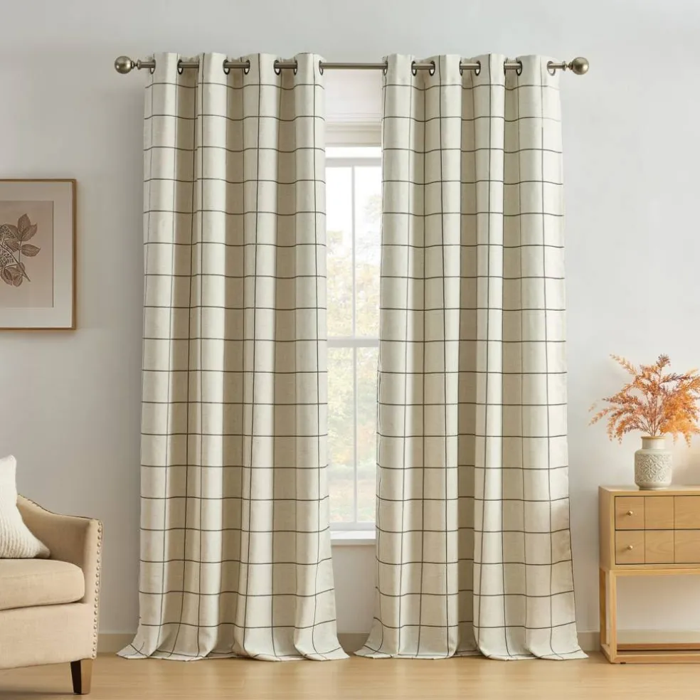 Threadmade Brighton Grommet Window Curtain Panel, Black - 52"W x 84"L
