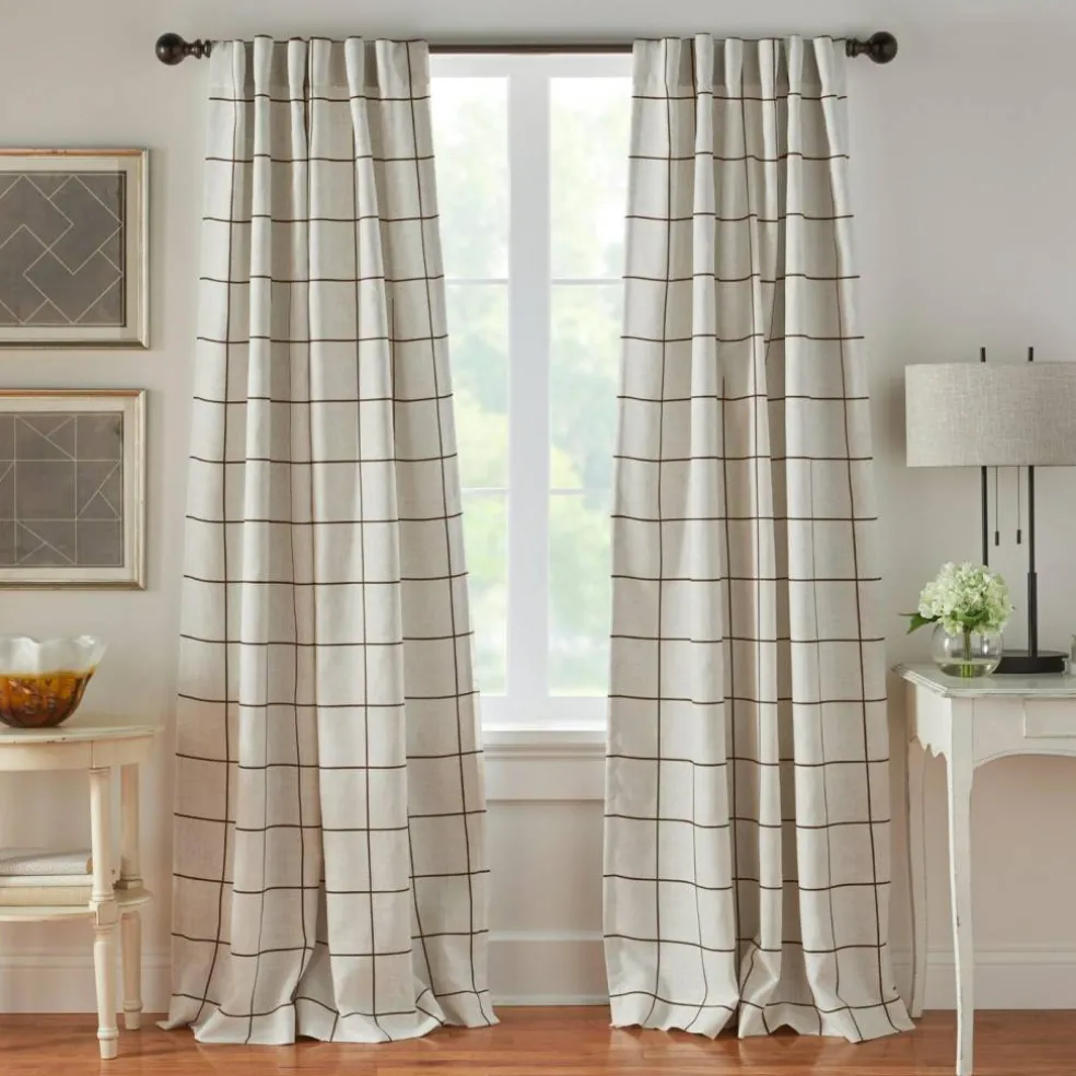 Threadmade Brighton Rod Pocket Back Tab Window Curtain Panel, Black - 52"W x 95"L
