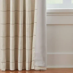 Threadmade Brighton Rod Pocket Back Tab Window Curtain Panel, Black - 52