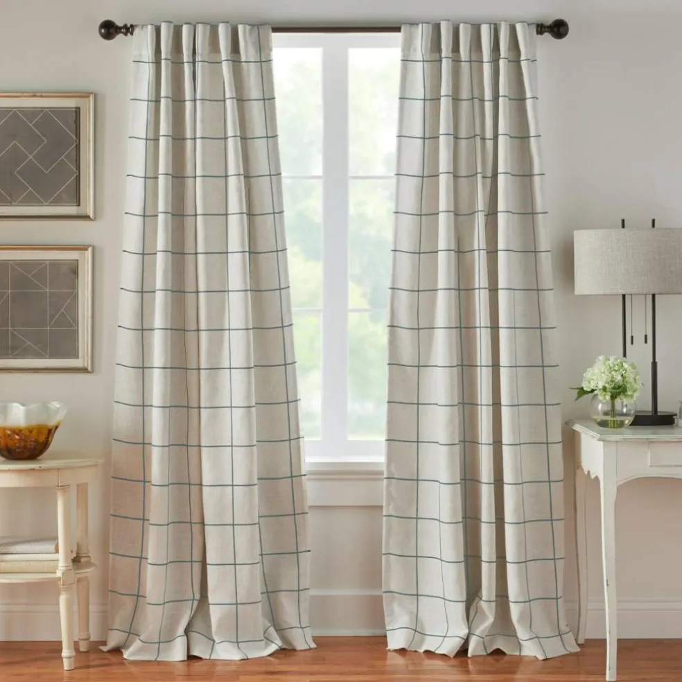 Threadmade Brighton Rod Pocket Back Tab Window Curtain Panel, Black - 52"W x 95"L