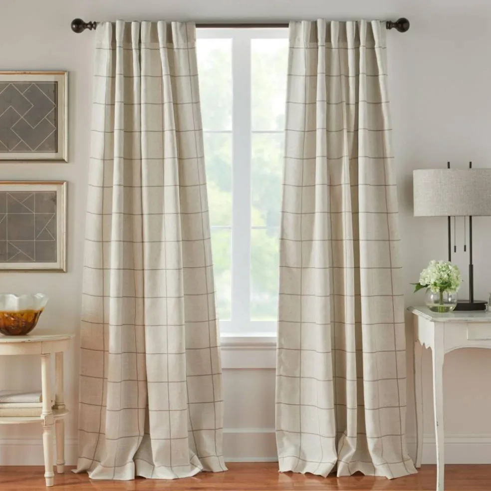 Threadmade Brighton Rod Pocket Back Tab Window Curtain Panel, Black - 52"W x 95"L