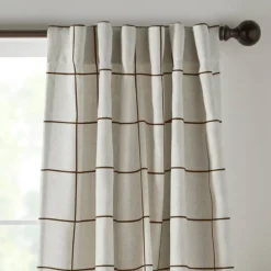 Threadmade Brighton Rod Pocket Back Tab Window Curtain Panel, Black - 52