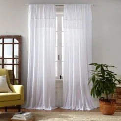 Threadmade Calypso Macramé Tassel Semi Sheer Window Curtain, Ivory - 52"W x 95"L