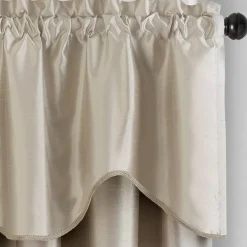 Threadmade Colette Faux Silk Scalloped Window Valance, Ivory - 50
