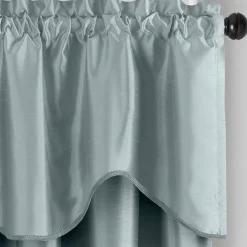 Threadmade Colette Faux Silk Scalloped Window Valance, Ivory - 50