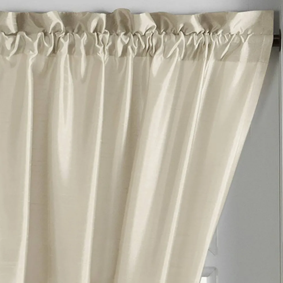Threadmade Colette Faux Silk Blackout Window Curtain, Taupe - 52"W x 108"L