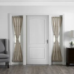 Threadmade Colette Faux Silk Blackout Window Curtain, Taupe - 52
