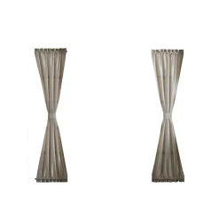 Threadmade Colette Faux Silk Blackout Window Curtain, Taupe - 52