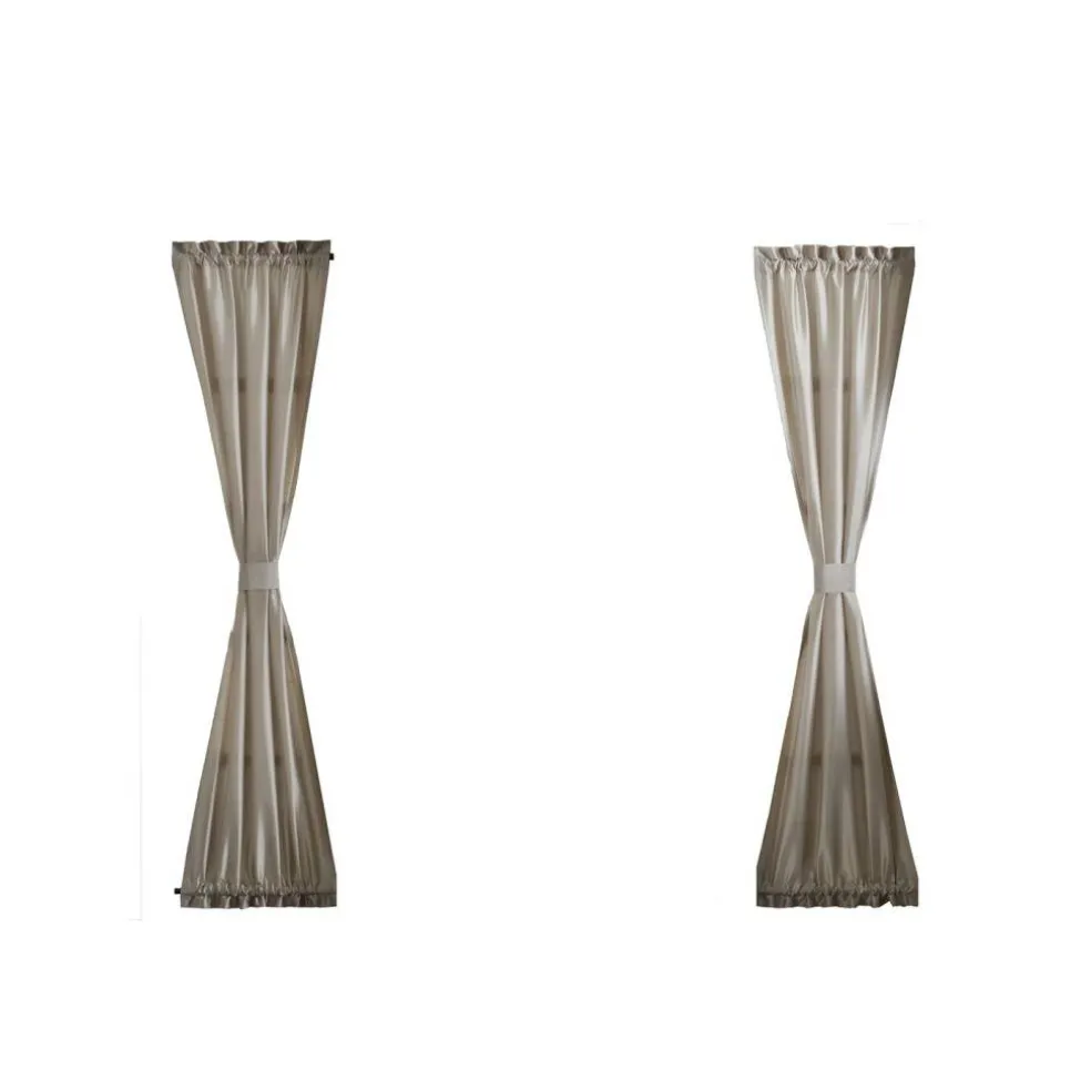 Threadmade Colette Faux Silk Blackout Window Curtain, Taupe - 52"W x 108"L