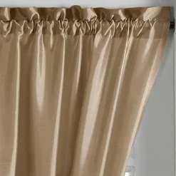 Threadmade Colette Faux Silk Blackout Window Curtain, Taupe - 52