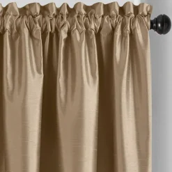 Threadmade Colette Faux Silk Blackout Window Curtain, Taupe - 52