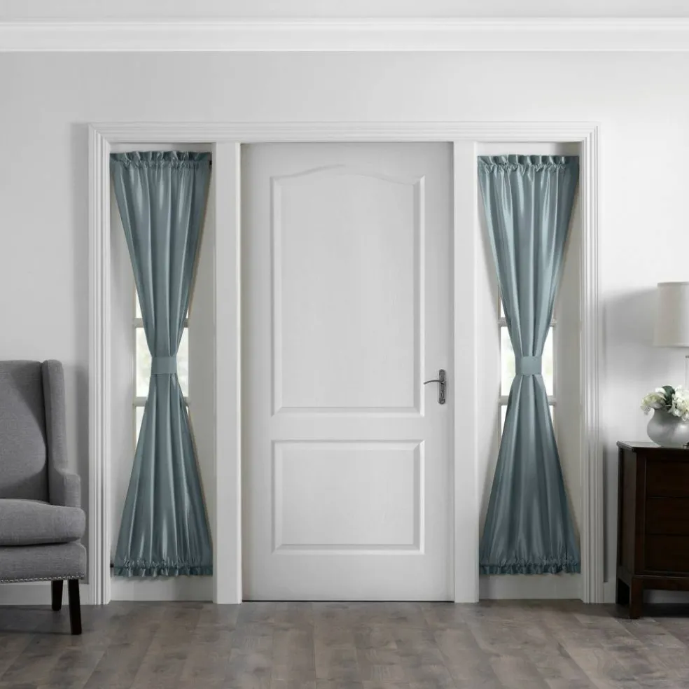 Threadmade Colette Faux Silk Blackout Window Curtain, Taupe - 52"W x 108"L