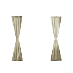 Threadmade Colette Faux Silk Blackout Window Curtain, Taupe - 52