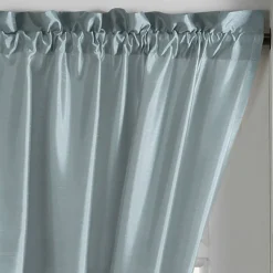 Threadmade Colette Faux Silk Blackout Window Curtain, Taupe - 52