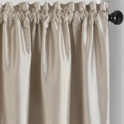 Threadmade Colette Faux Silk Blackout Window Curtain, Taupe - 52