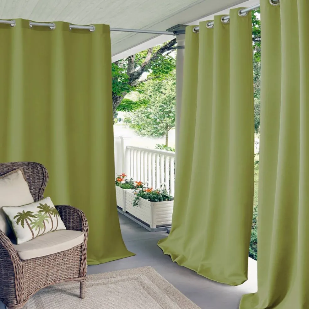 Threadmade Connor Solid Indoor/Outdoor Window Curtain, Gray - 52"W x 95"L