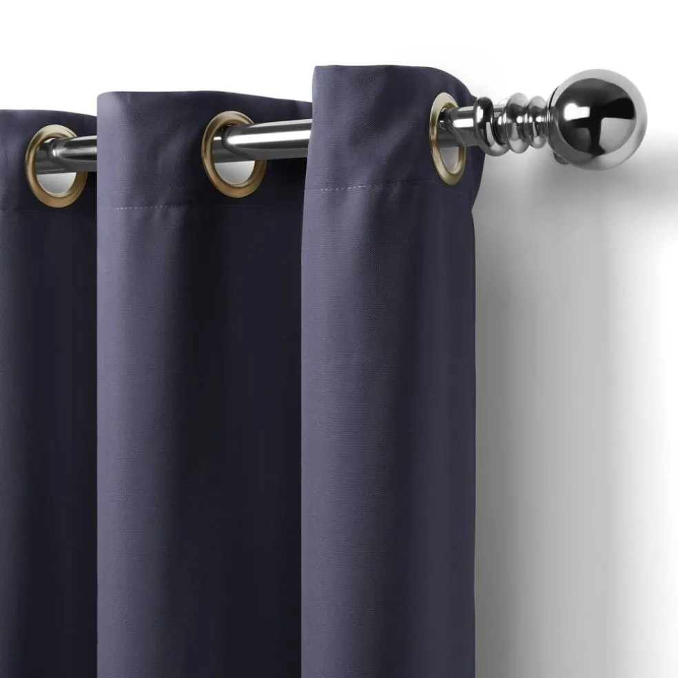 Threadmade Connor Solid Indoor/Outdoor Window Curtain, Gray - 52"W x 95"L
