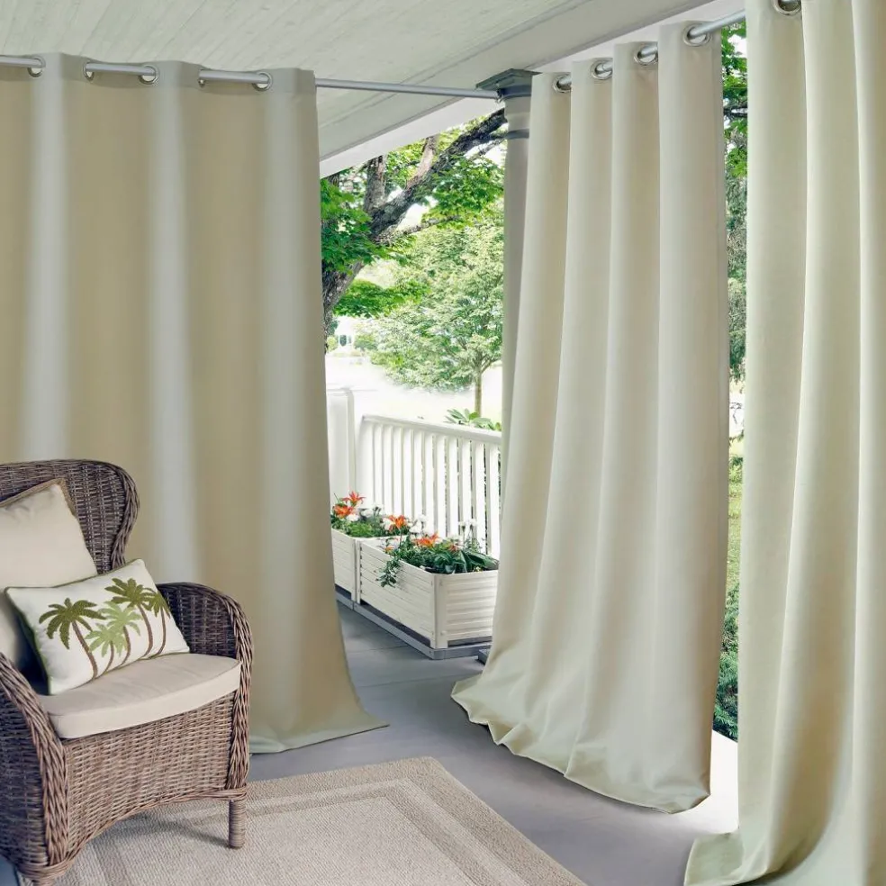 Threadmade Connor Solid Indoor/Outdoor Window Curtain, Gray - 52"W x 95"L