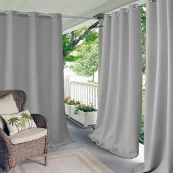 Threadmade Connor Solid Indoor/Outdoor Window Curtain, Gray - 52