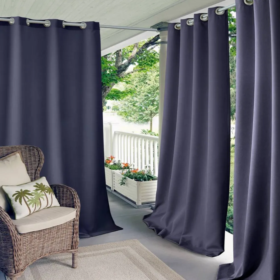 Threadmade Connor Solid Indoor/Outdoor Window Curtain, Gray - 52"W x 95"L
