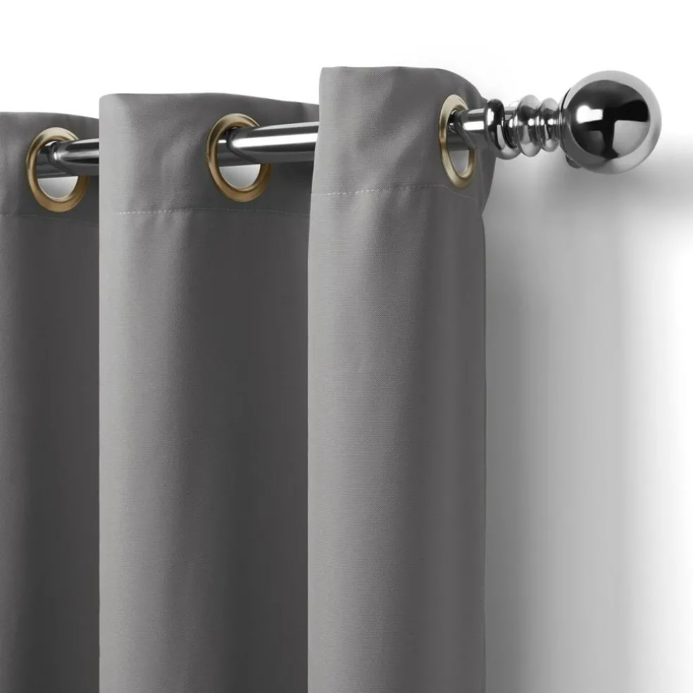Threadmade Connor Solid Indoor/Outdoor Window Curtain, Gray - 52"W x 95"L
