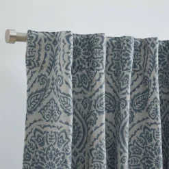 Threadmade Giovanni Medallion Blackout Window Curtain Panel, Blue - 52