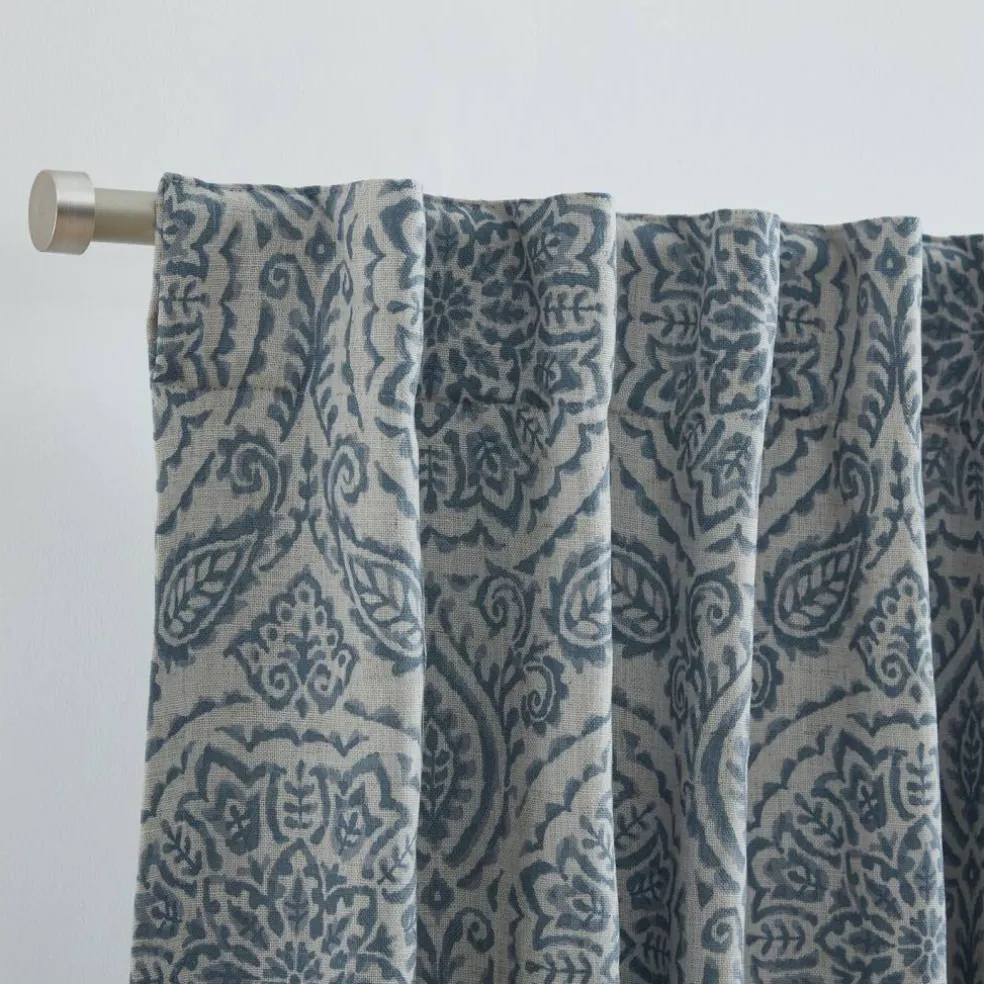 Threadmade Giovanni Medallion Blackout Window Curtain Panel, Blue - 52"W x 84"L