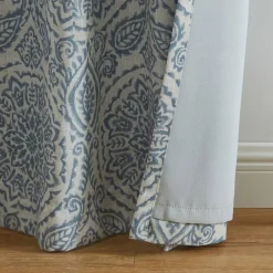 Threadmade Giovanni Medallion Blackout Window Curtain Panel, Blue - 52