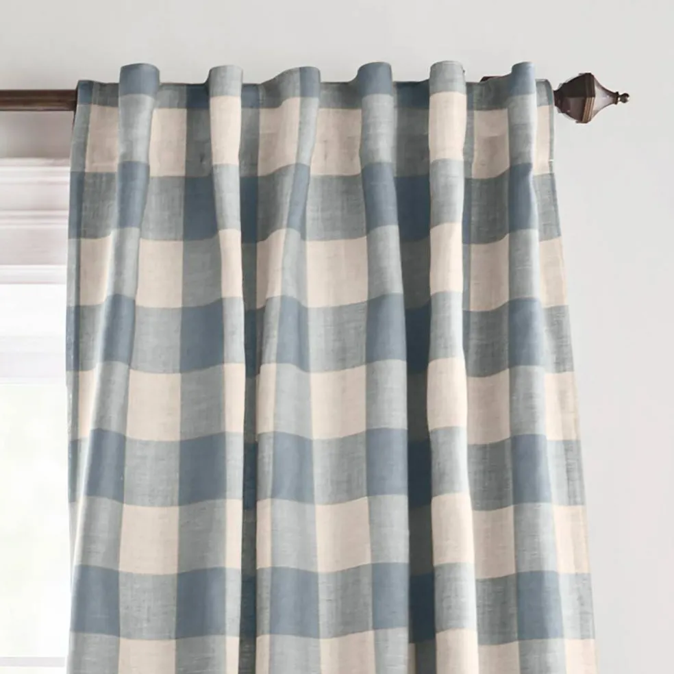 Threadmade Grainger Rod Pocket Back Tab Window Curtain, Indigo - 52"W x 63"L