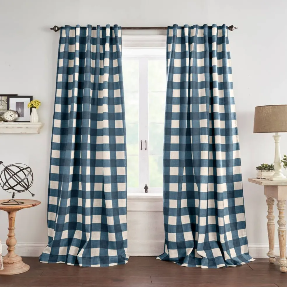 Threadmade Grainger Rod Pocket Back Tab Window Curtain, Indigo - 52"W x 63"L