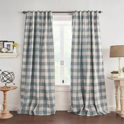 Threadmade Grainger Rod Pocket Back Tab Window Curtain, Indigo - 52