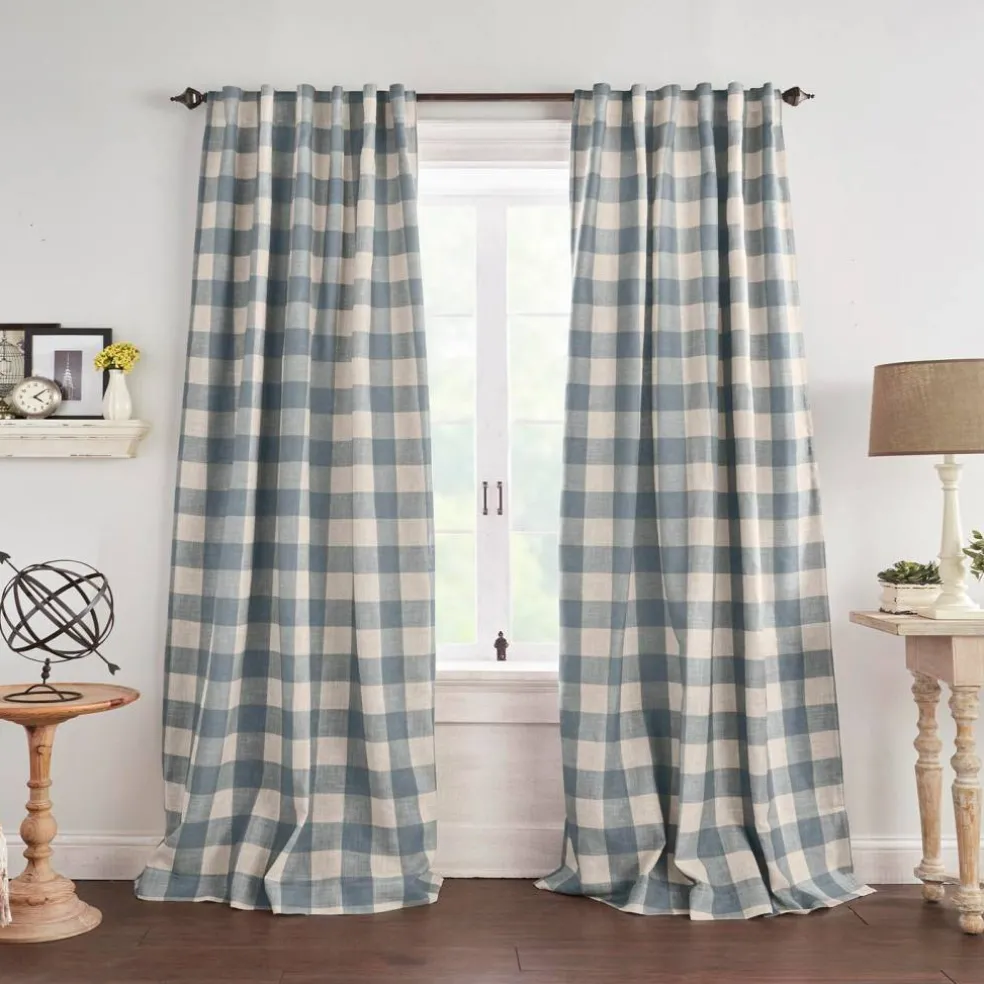 Threadmade Grainger Rod Pocket Back Tab Window Curtain, Indigo - 52"W x 63"L