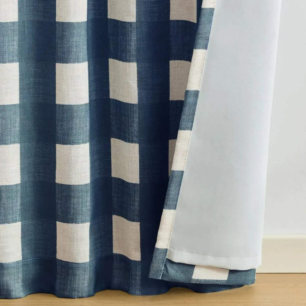Threadmade Grainger Rod Pocket Back Tab Window Curtain, Indigo - 52"W x 63"L