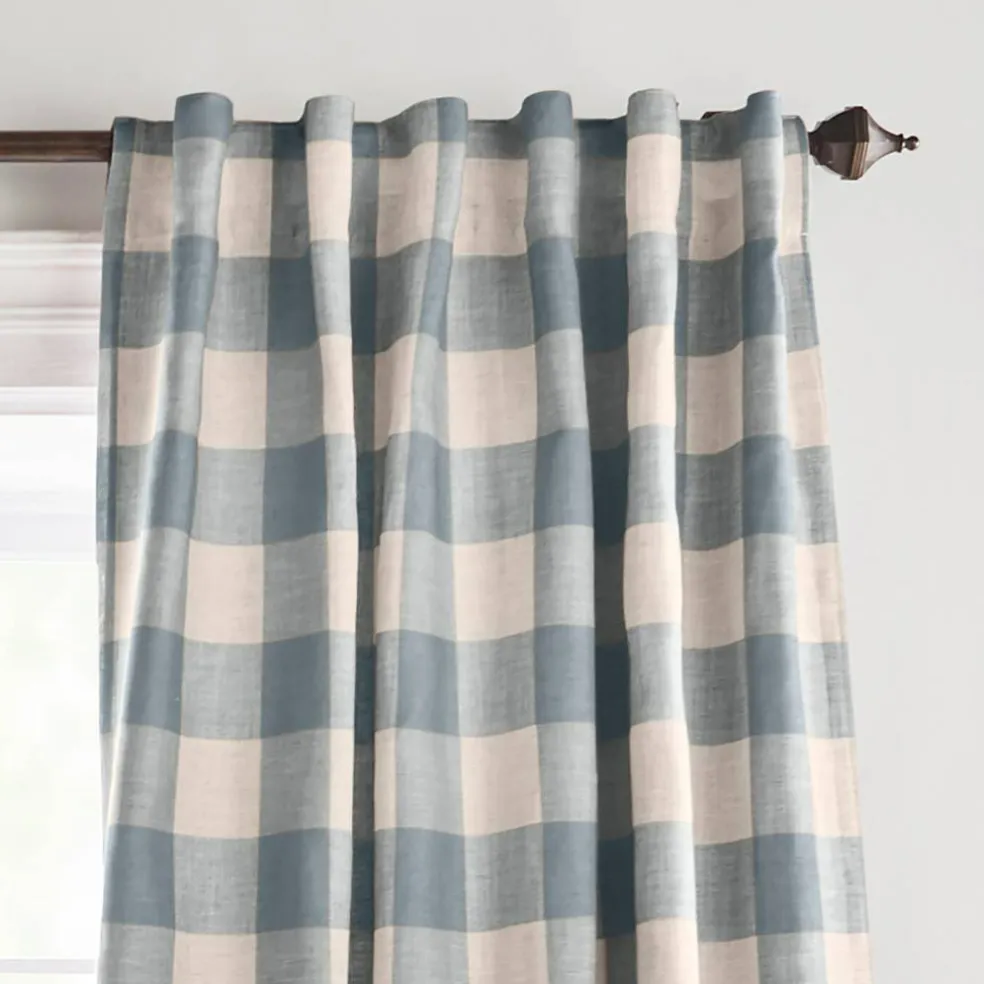 Threadmade Grainger Rod Pocket Back Tab Window Curtain, Indigo - 52"W x 63"L