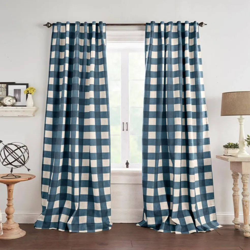 Threadmade Grainger Rod Pocket Back Tab Window Curtain, Indigo - 52"W x 63"L