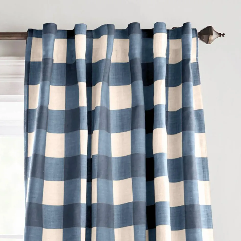 Threadmade Grainger Rod Pocket Back Tab Window Curtain, Indigo - 52"W x 63"L
