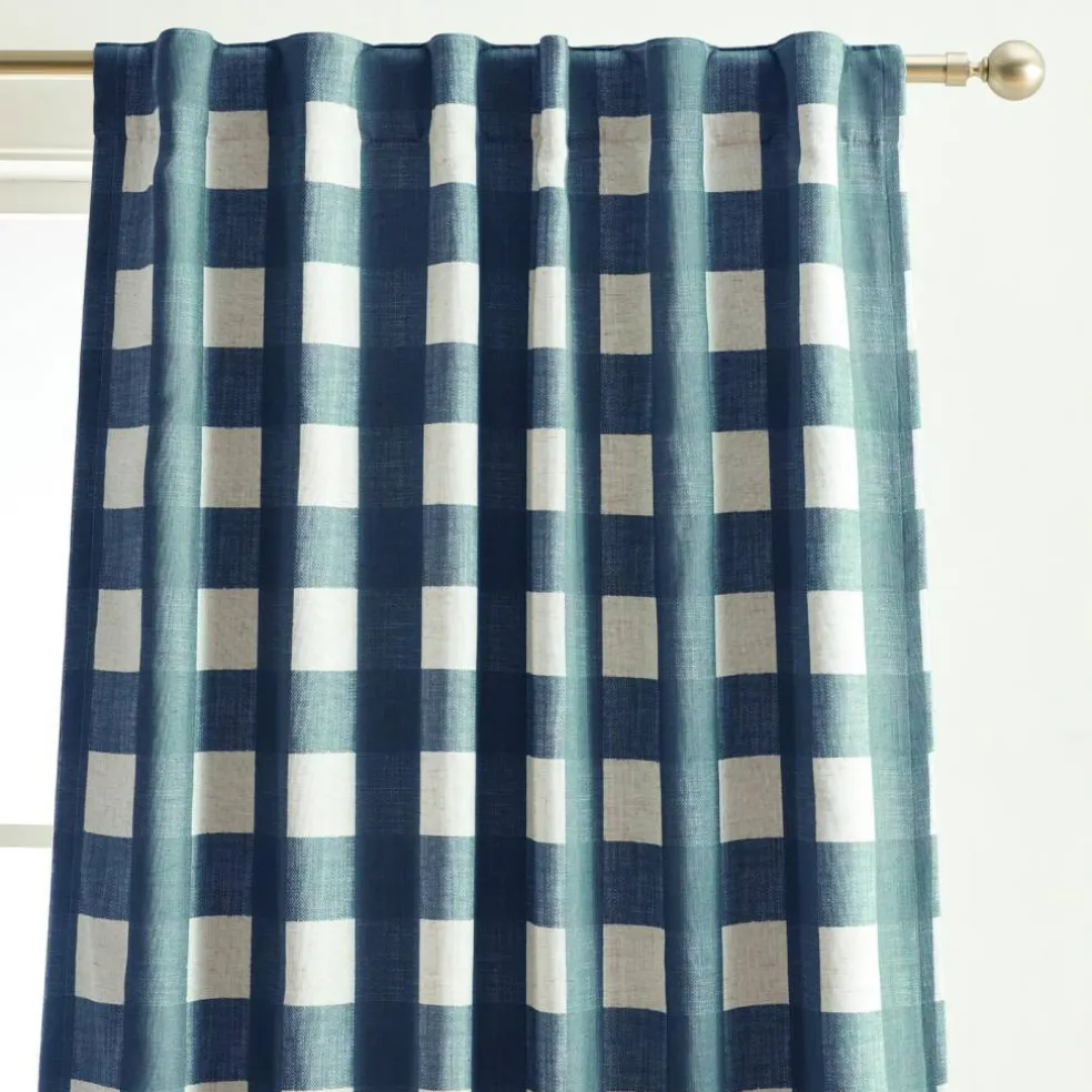 Threadmade Grainger Rod Pocket Back Tab Window Curtain, Indigo - 52"W x 63"L