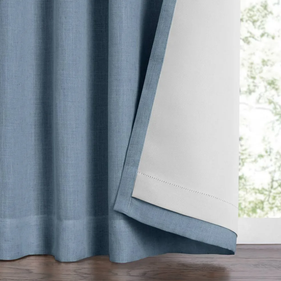 Threadmade Harrow Solid Texture Blackout Window Curtain Panel, Blue - 52"W x 95"L