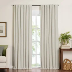 Threadmade Harrow Solid Texture Blackout Window Curtain Panel, Blue - 52