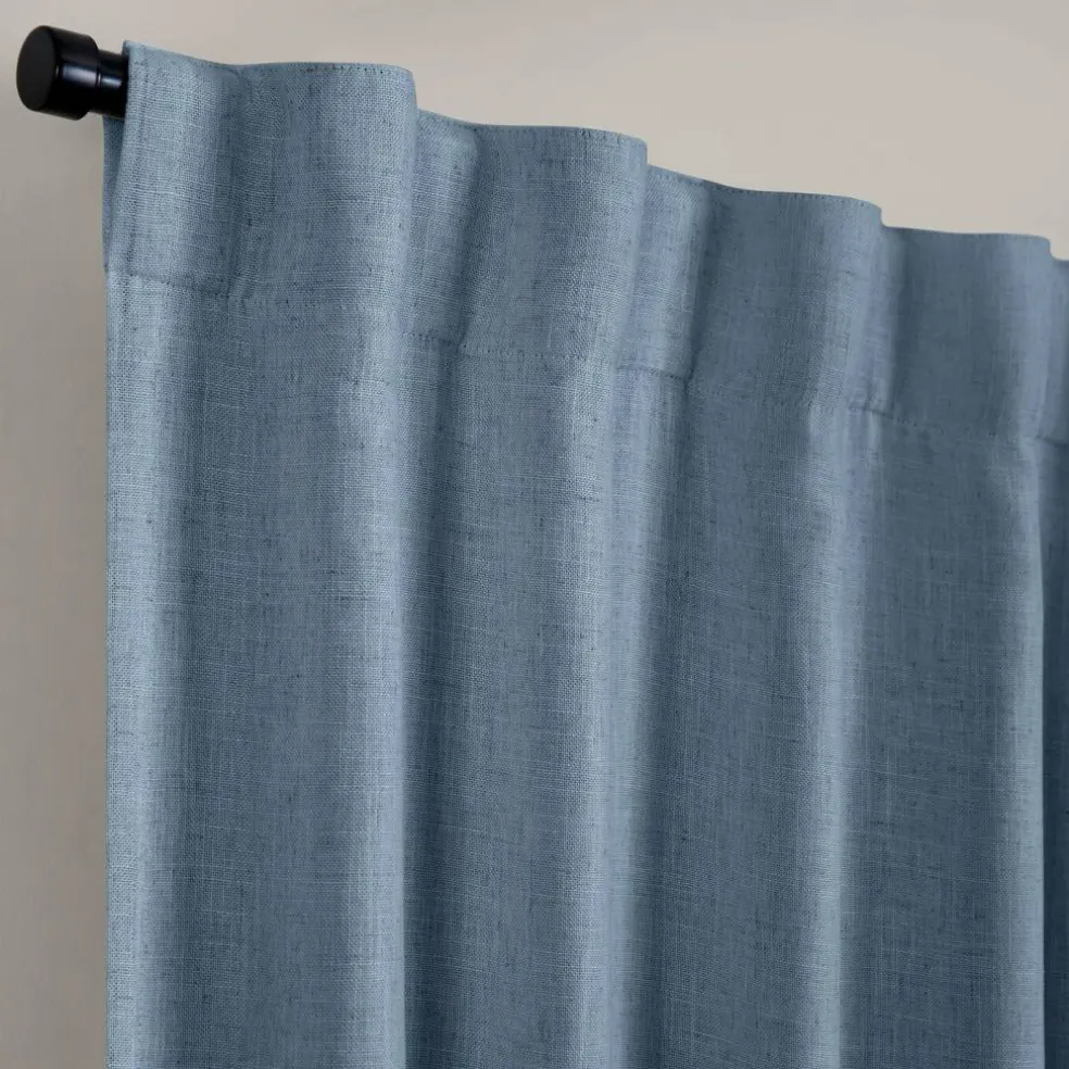 Threadmade Harrow Solid Texture Blackout Window Curtain Panel, Blue - 52"W x 95"L