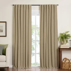Threadmade Harrow Solid Texture Blackout Window Curtain Panel, Blue - 52