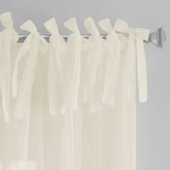Threadmade Jolie Semi-Sheer Tab Top Window Curtain, Ivory - 52"W x 108"L