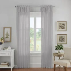 Threadmade Jolie Semi-Sheer Tab Top Window Curtain, Ivory - 52