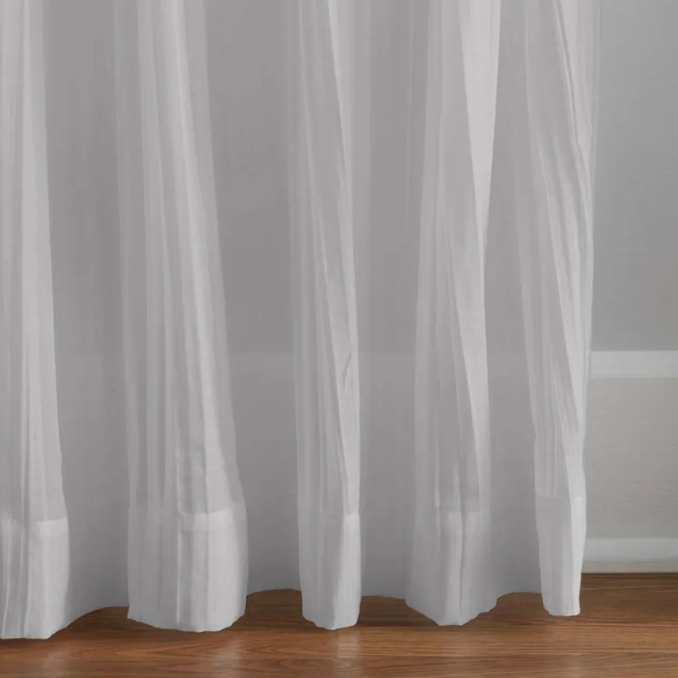 Threadmade Jolie Semi-Sheer Tab Top Window Curtain, Ivory - 52"W x 108"L