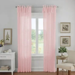 Threadmade Jolie Semi-Sheer Tab Top Window Curtain, Ivory - 52