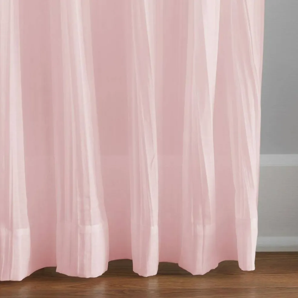 Threadmade Jolie Semi-Sheer Tab Top Window Curtain, Ivory - 52"W x 108"L