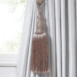 Threadmade Julia Rhinestone Tassel Curtain Tieback, Mauve - One Size